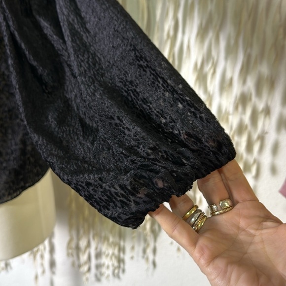 Tanya Taylor Lucy Devore Pullover Burn Out Printed Blous Ruffled Shoulder XS - Picture 5 of 14